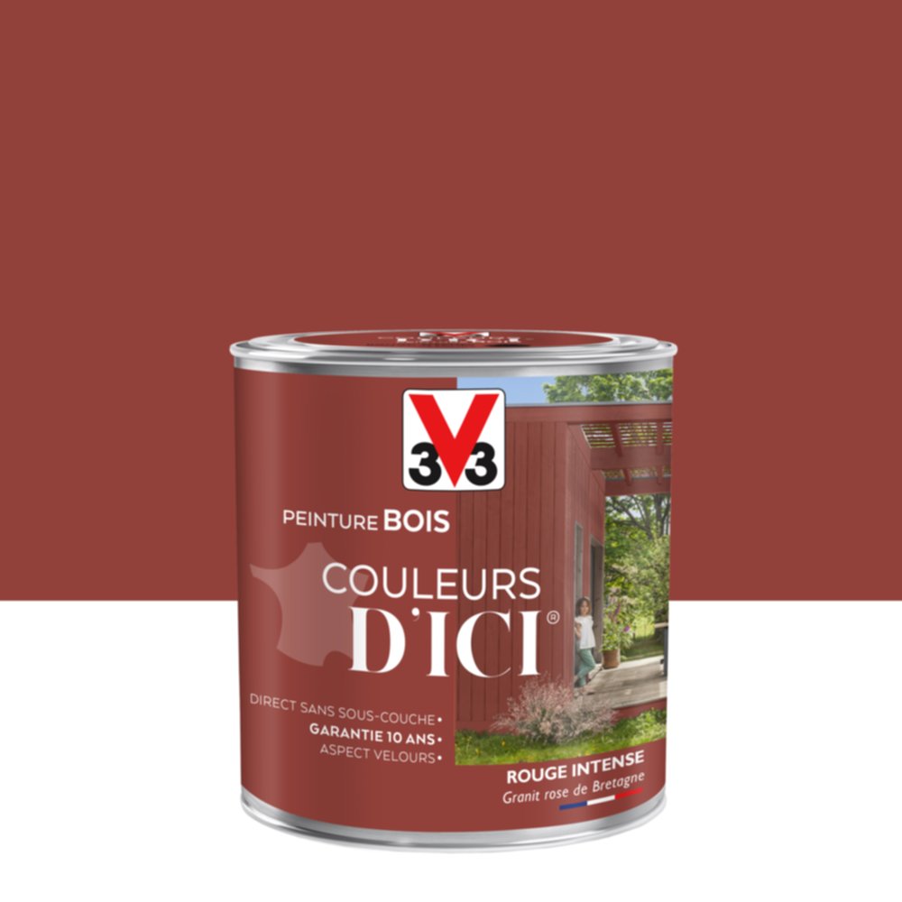 PEINTURE V33  BOIS COULEURS D’ICI ®  ROUGE INTENSE 0,5 L