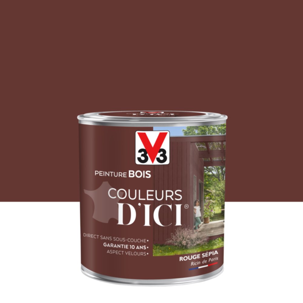 PEINTURE V33  BOIS COULEURS D’ICI ®  ROUGE SEPIA 0,5 L