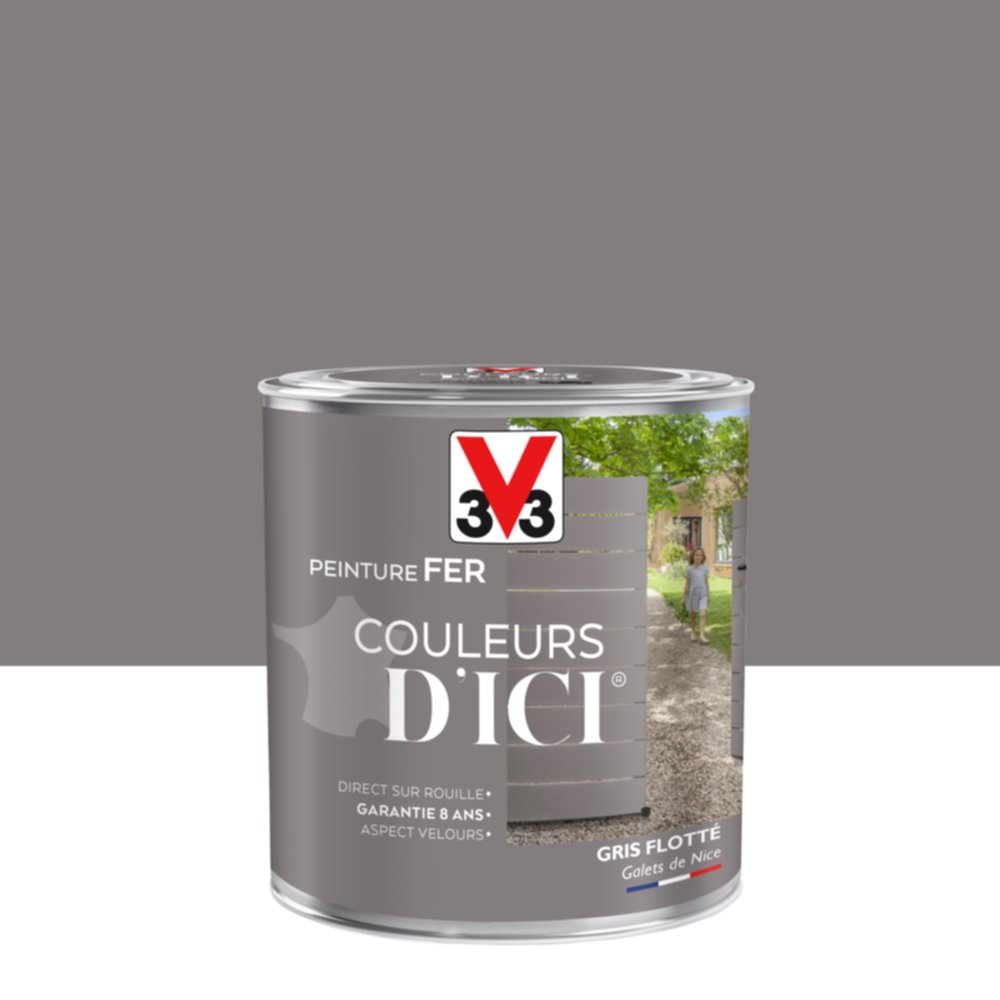 PEINTURE V33  FER COULEURS D’ICI ® GRIS FLOTTE 0,5 L