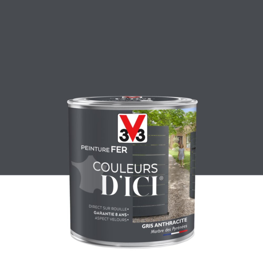 PEINTURE V33  FER COULEURS D’ICI ®  GRIS ANTHRACITE 0,5 L