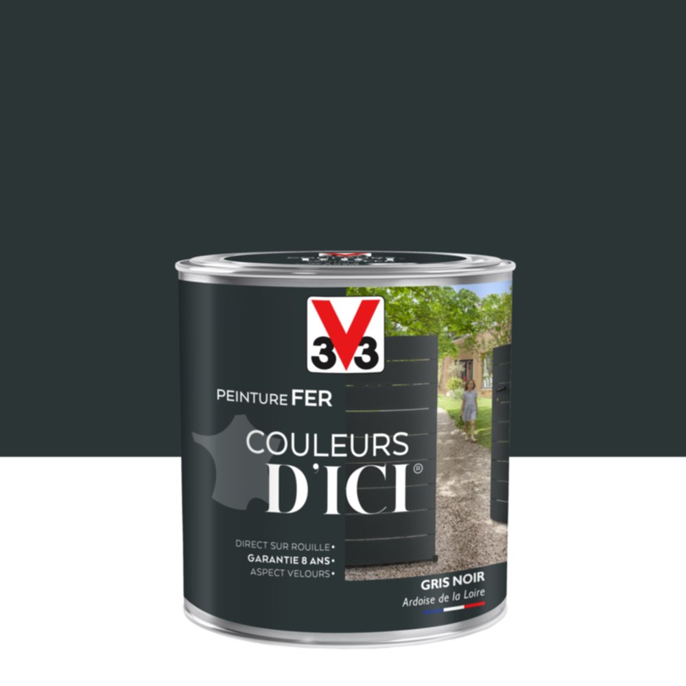 PEINTURE V33  FER COULEURS D’ICI ®  GRIS NOIR 0,5 L