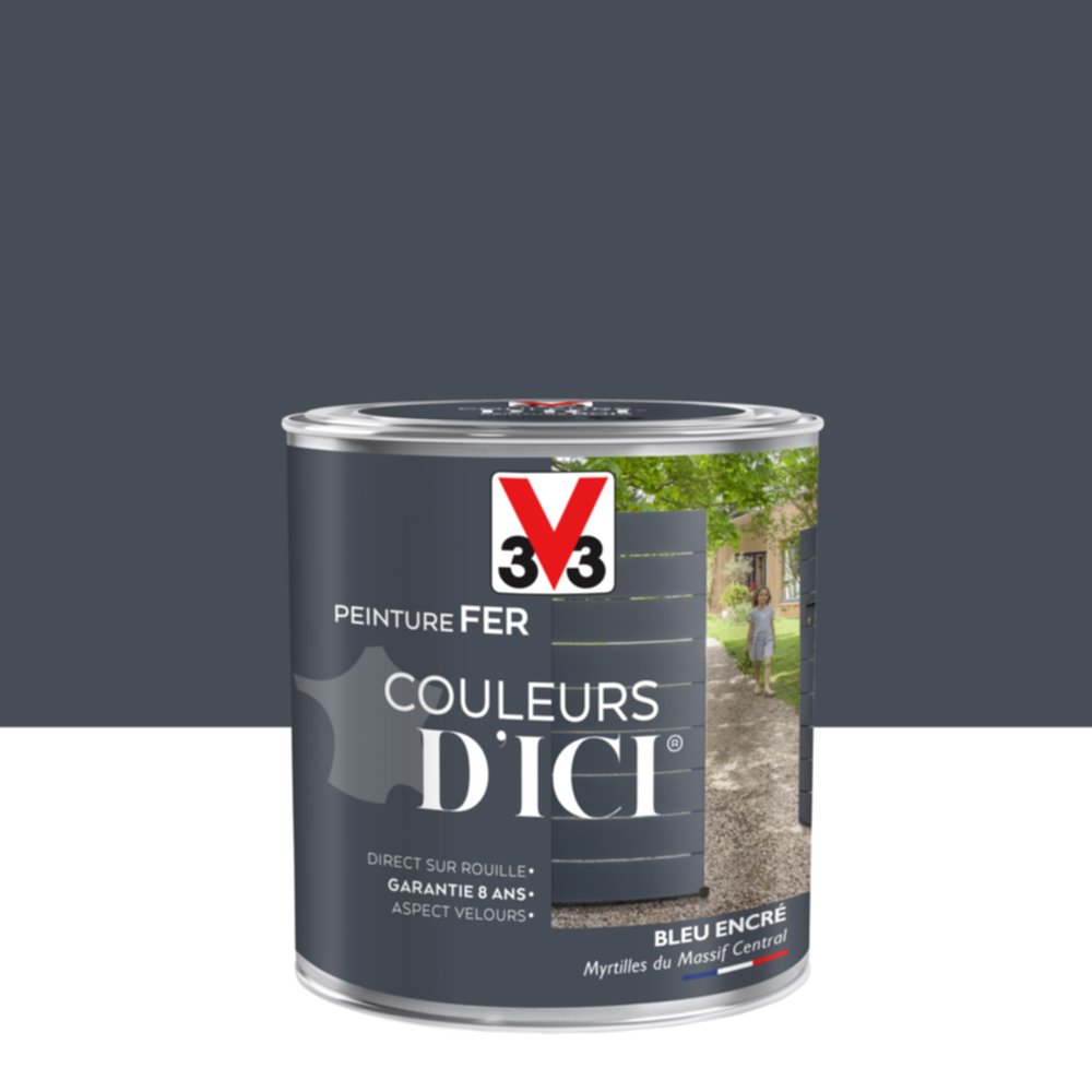 PEINTURE V33  FER COULEURS D’ICI ®  BLEU ENCRE 0,5 L