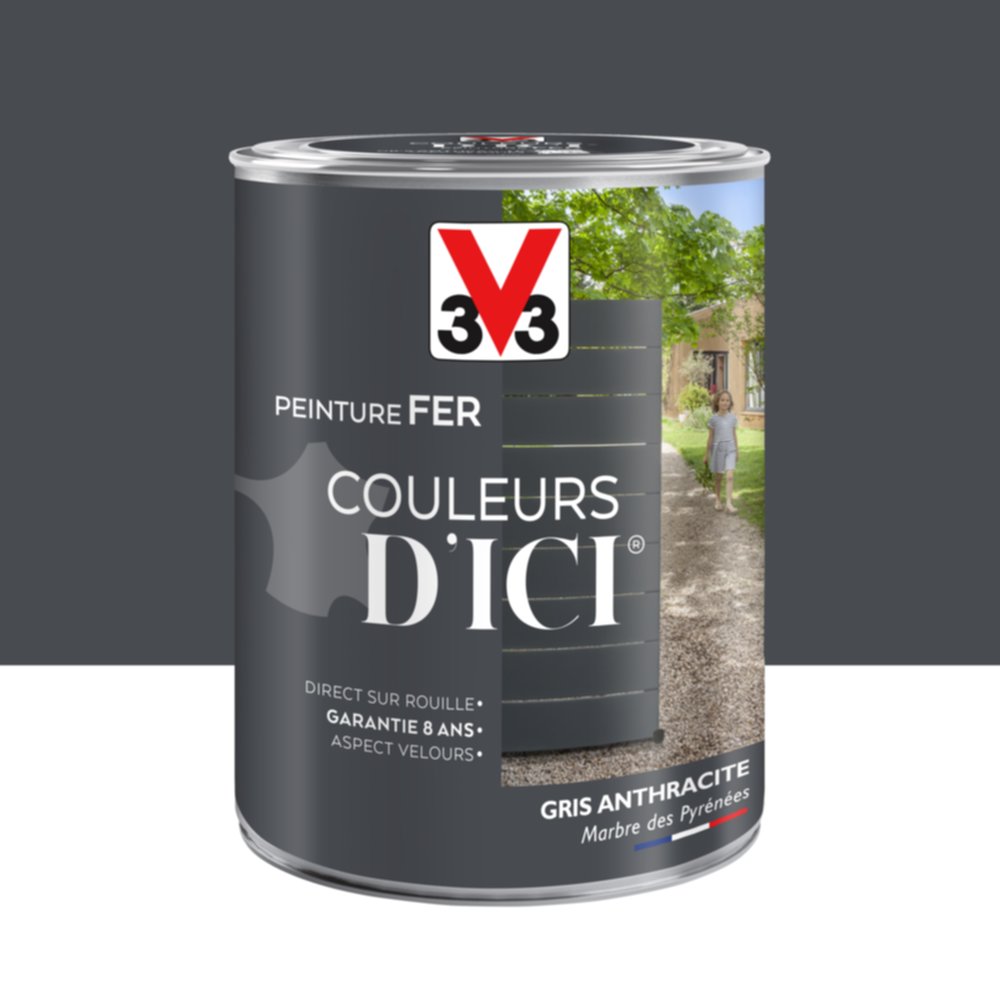 PEINTURE V33  FER COULEURS D’ICI ®  GRIS ANTHRACITE 1,5 L