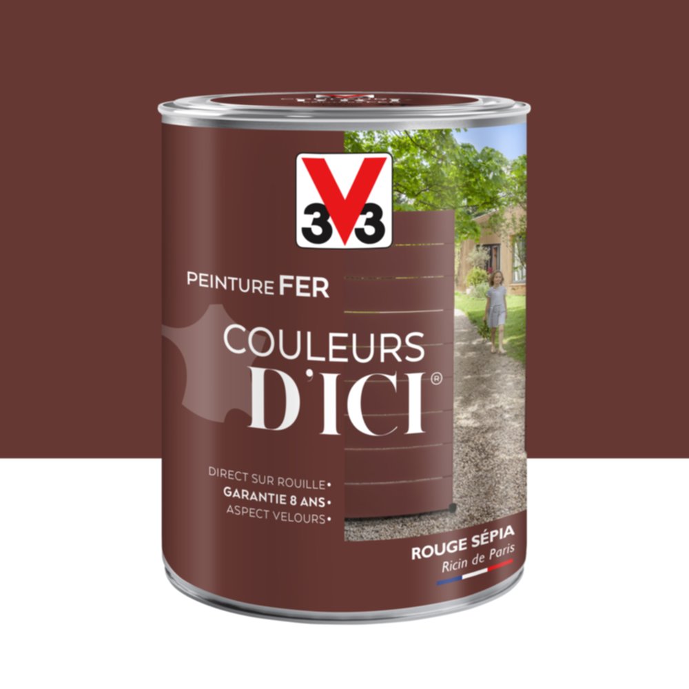 PEINTURE V33  FER COULEURS D’ICI ®  ROUGE SEPIA 1,5 L