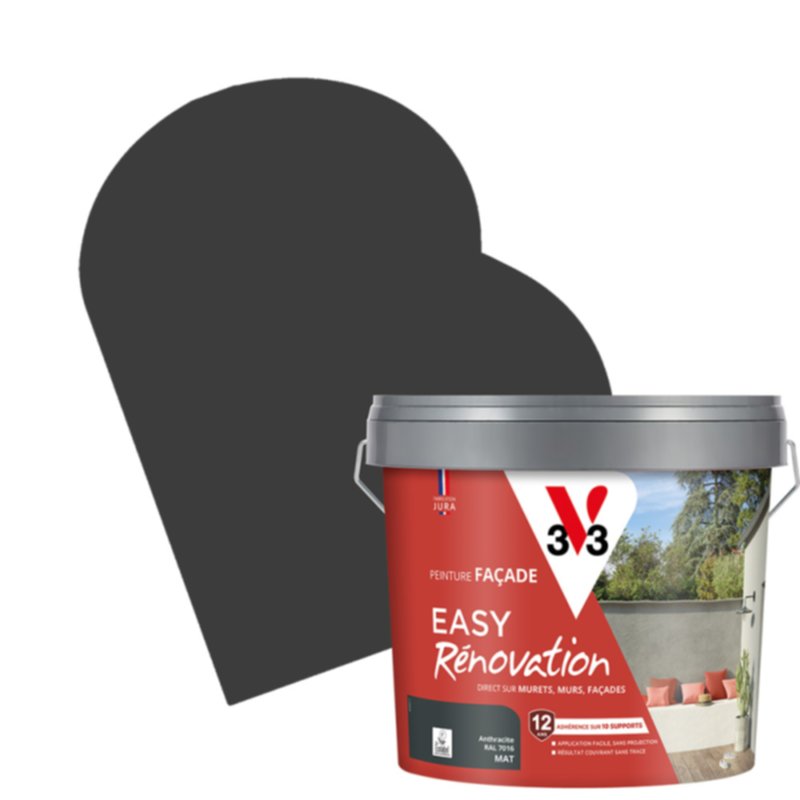 Peinture façade Easy Rénovation 10L Anthracite - V33