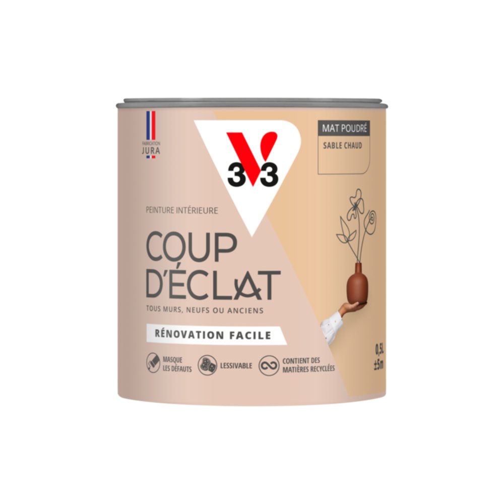 Peinture intérieure mat Coup d'Éclat sable chaud 0,5 L - v33