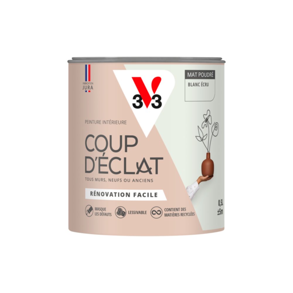 Peinture intérieure mat Coup d'Éclat blanc écru 0,5 L - v33