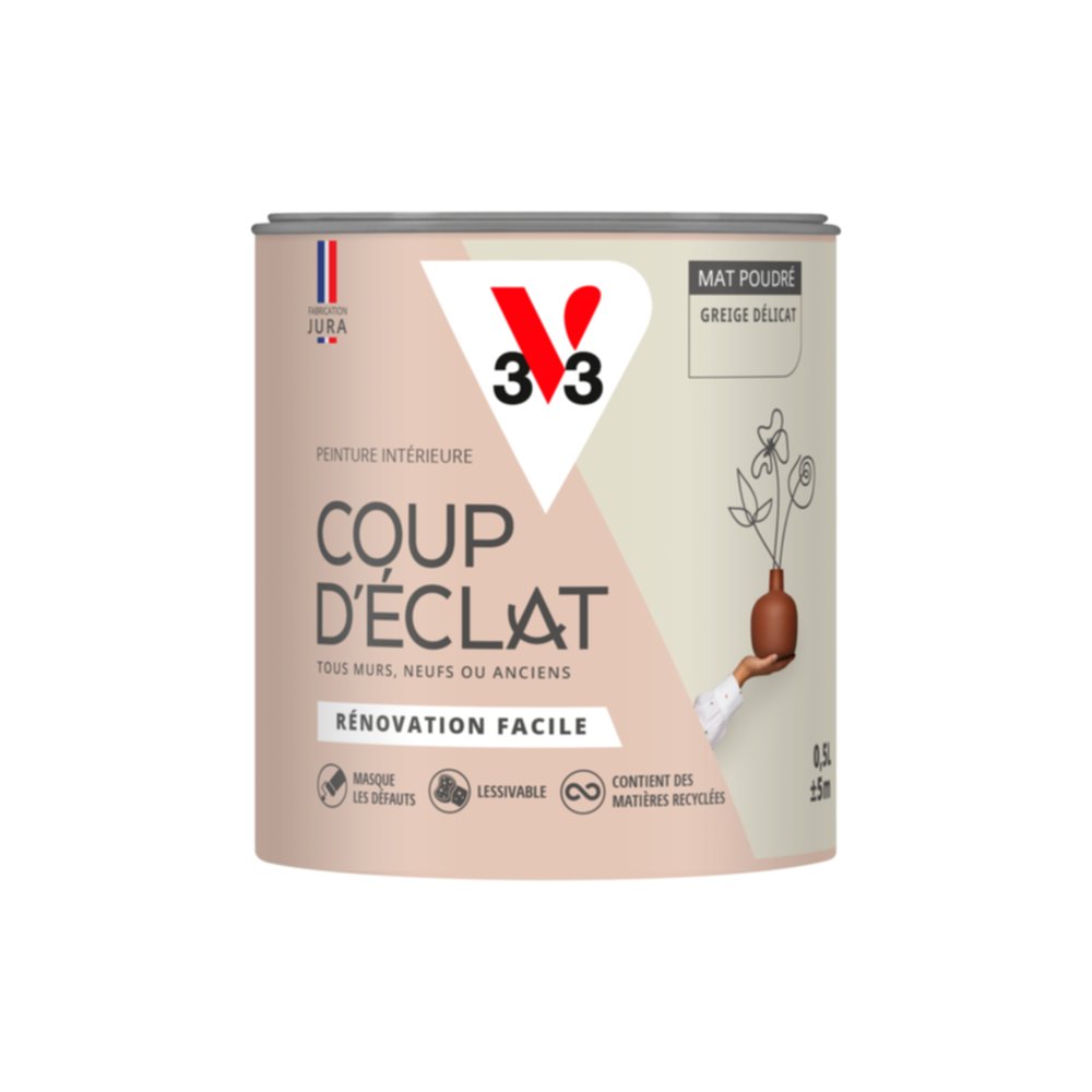 Peinture intérieure mat Coup d'Éclat greige délicat 0,5 L - v33