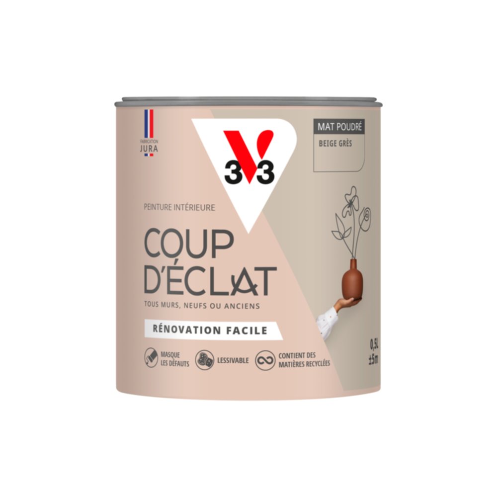 Peinture intérieure mat Coup d'Éclat beige grès 0,5 L - v33