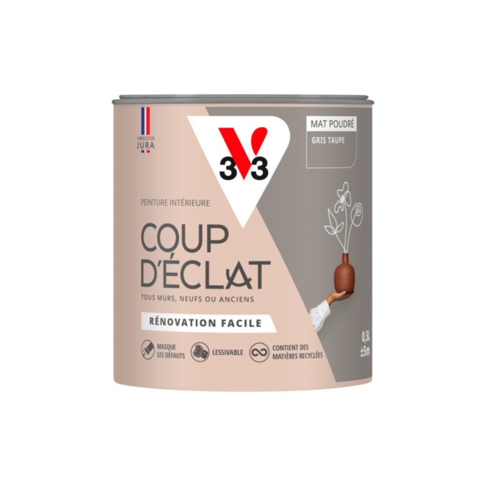 Peinture intérieure mat Coup d'Éclat gris taupe 0,5 L - v33