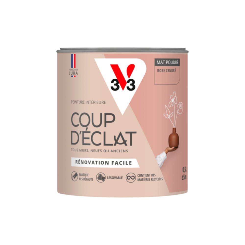 Peinture intérieure mat Coup d'Éclat rose cendre 0,5 L - v33