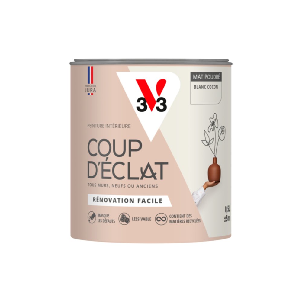 Peinture intérieure mat Coup d'Éclat blanc cocon 0,5 L - v33