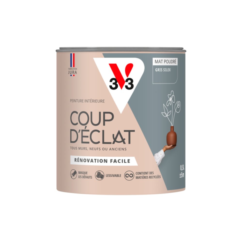 Peinture intérieure mat Coup d'Éclat gris silex 0,5 L - v33