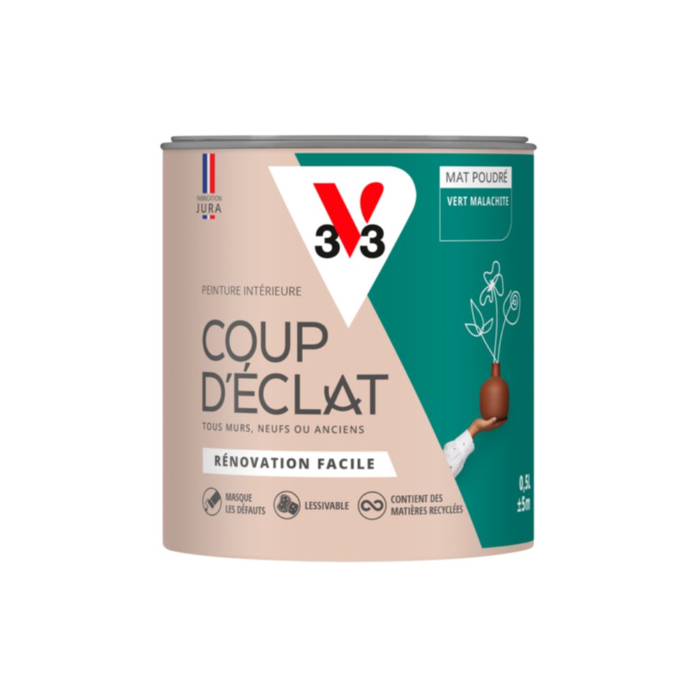 Peinture intérieure mat Coup d'Éclat vert malachite 0,5 L - v33