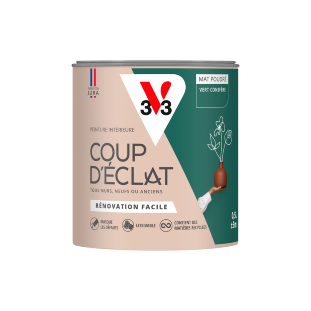 Peinture intérieure mat Coup d'Éclat vert conifère 0,5 L - v33