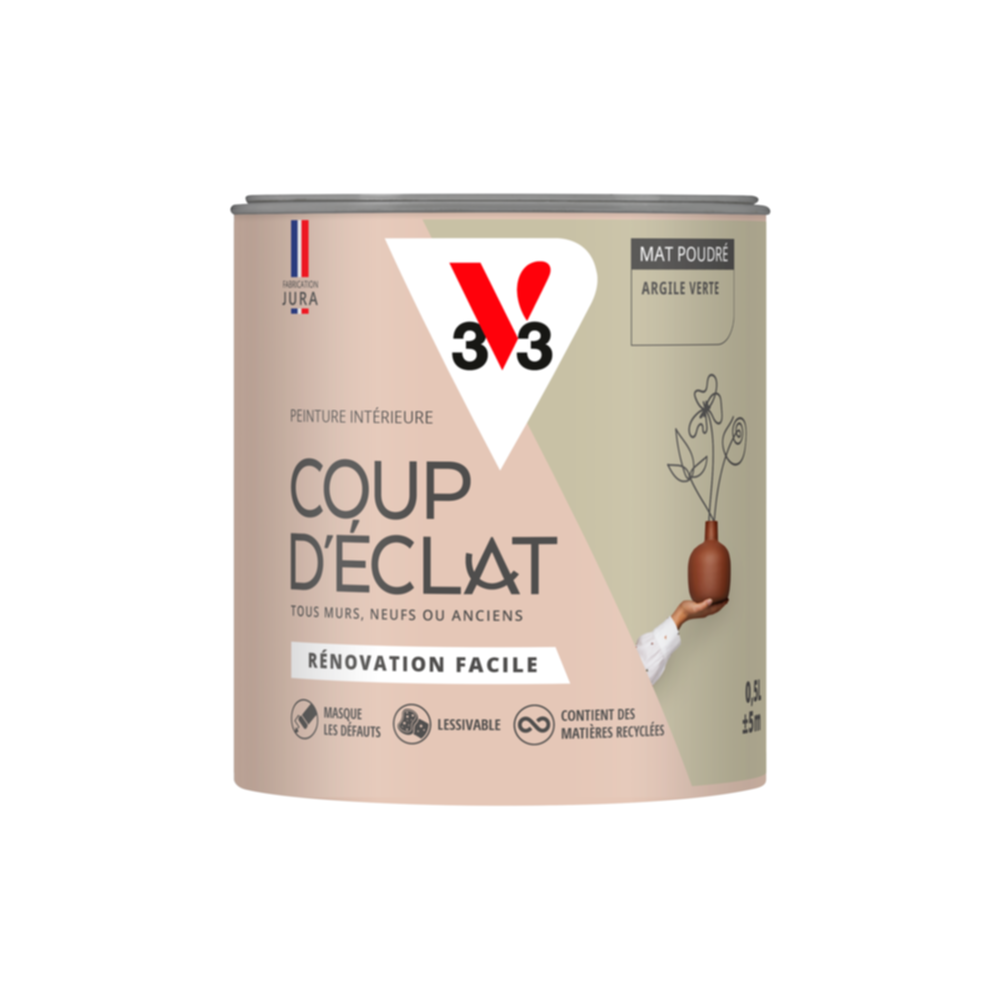 Peinture intérieure mat Coup d'Éclat argile verte 0,5 L - v33