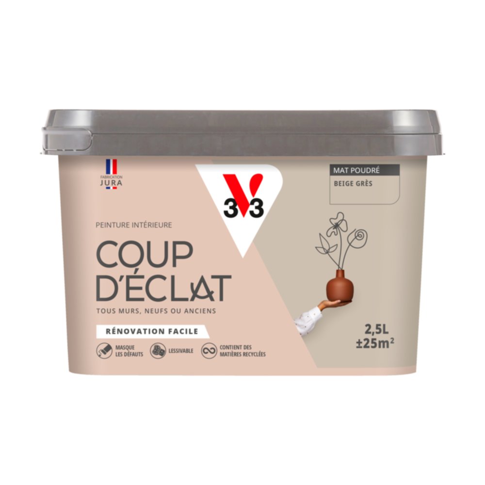 Peinture intérieure mat Coup d'Éclat beige grès 2,5 L - v33