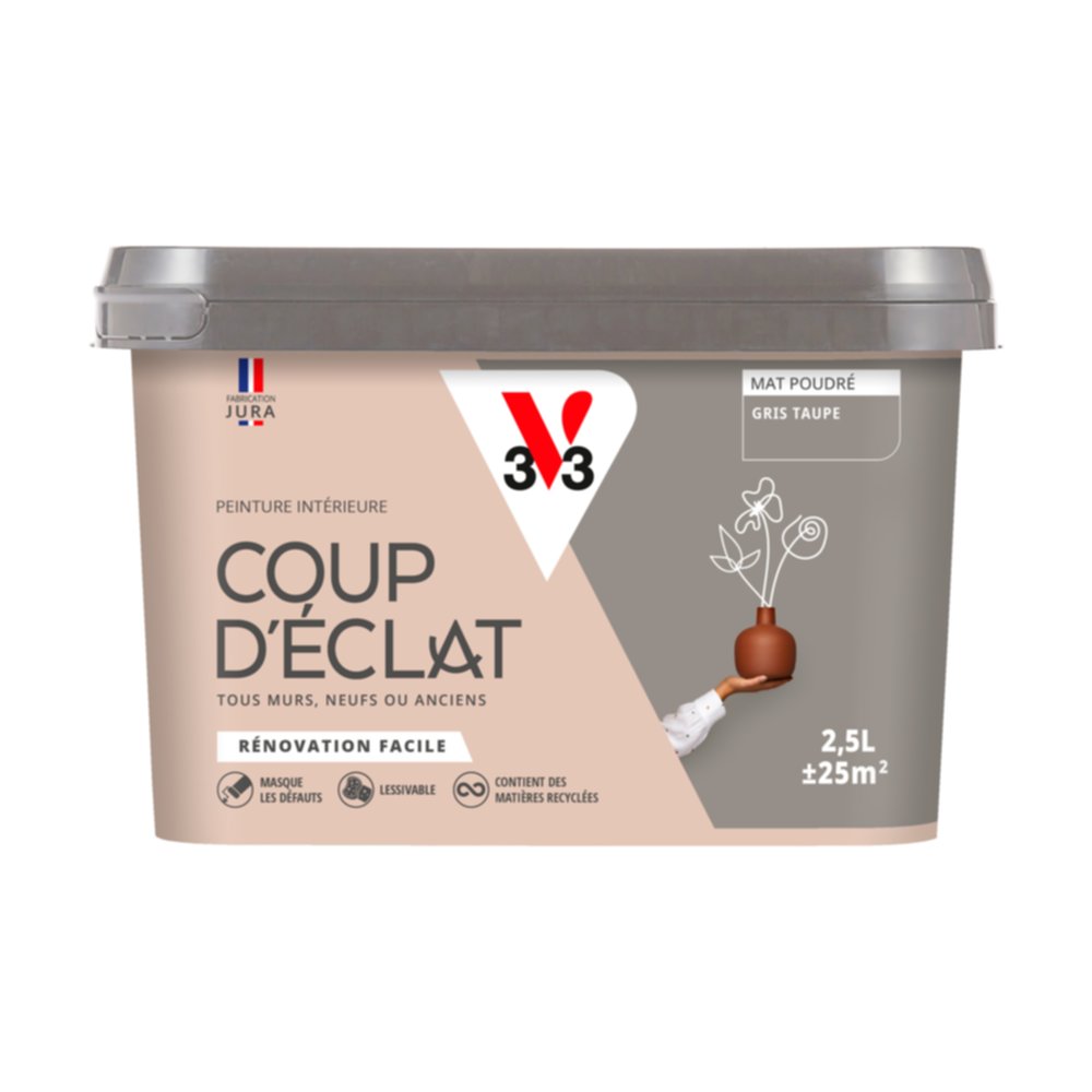 Peinture intérieure mat Coup d'Éclat gris taupe 2,5 L - v33