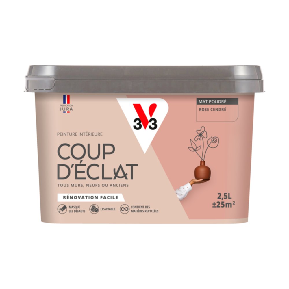 Peinture intérieure mat Coup d'Éclat rose cendre 2,5 L - v33