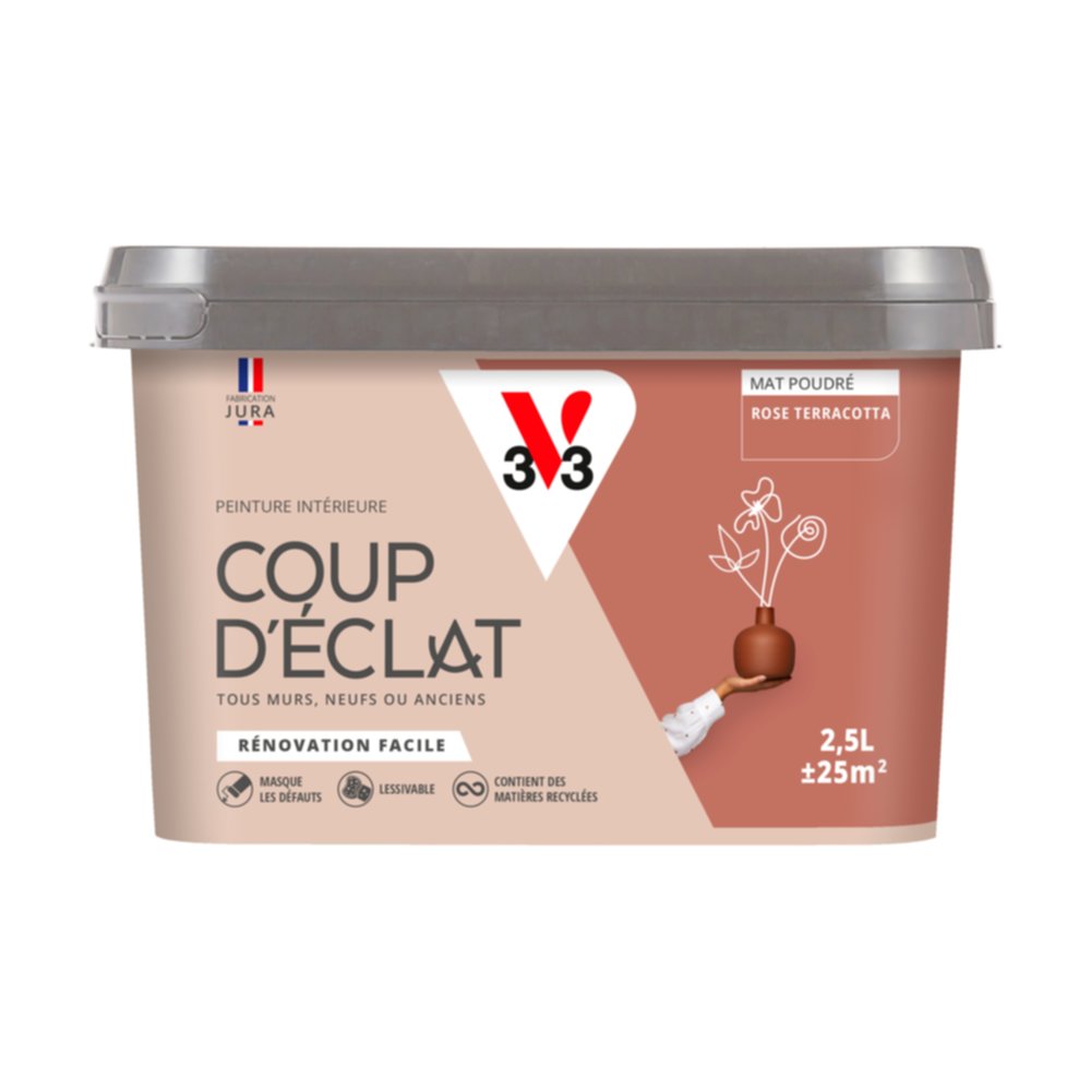 Peinture intérieure mat Coup d'Éclat rose terracotta 2,5 L - v33