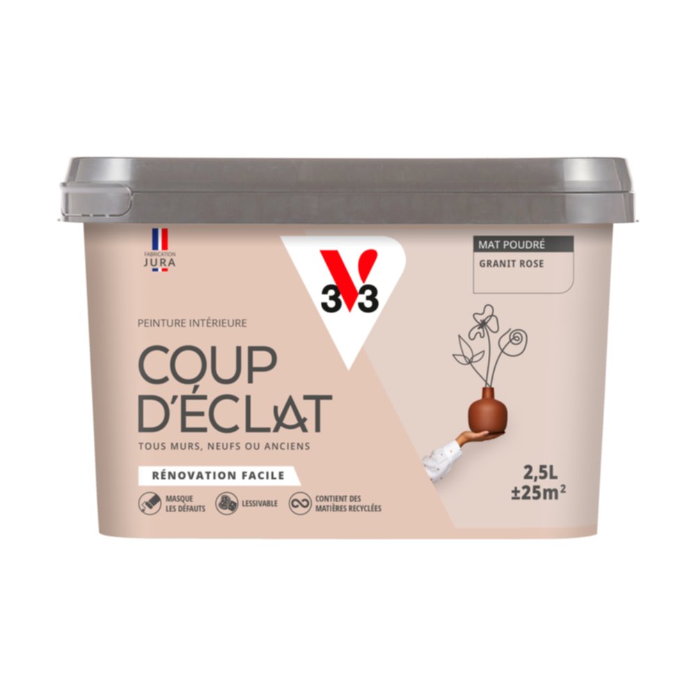 Peinture intérieure mat Coup d'Éclat granit rose 2,5 L - v33