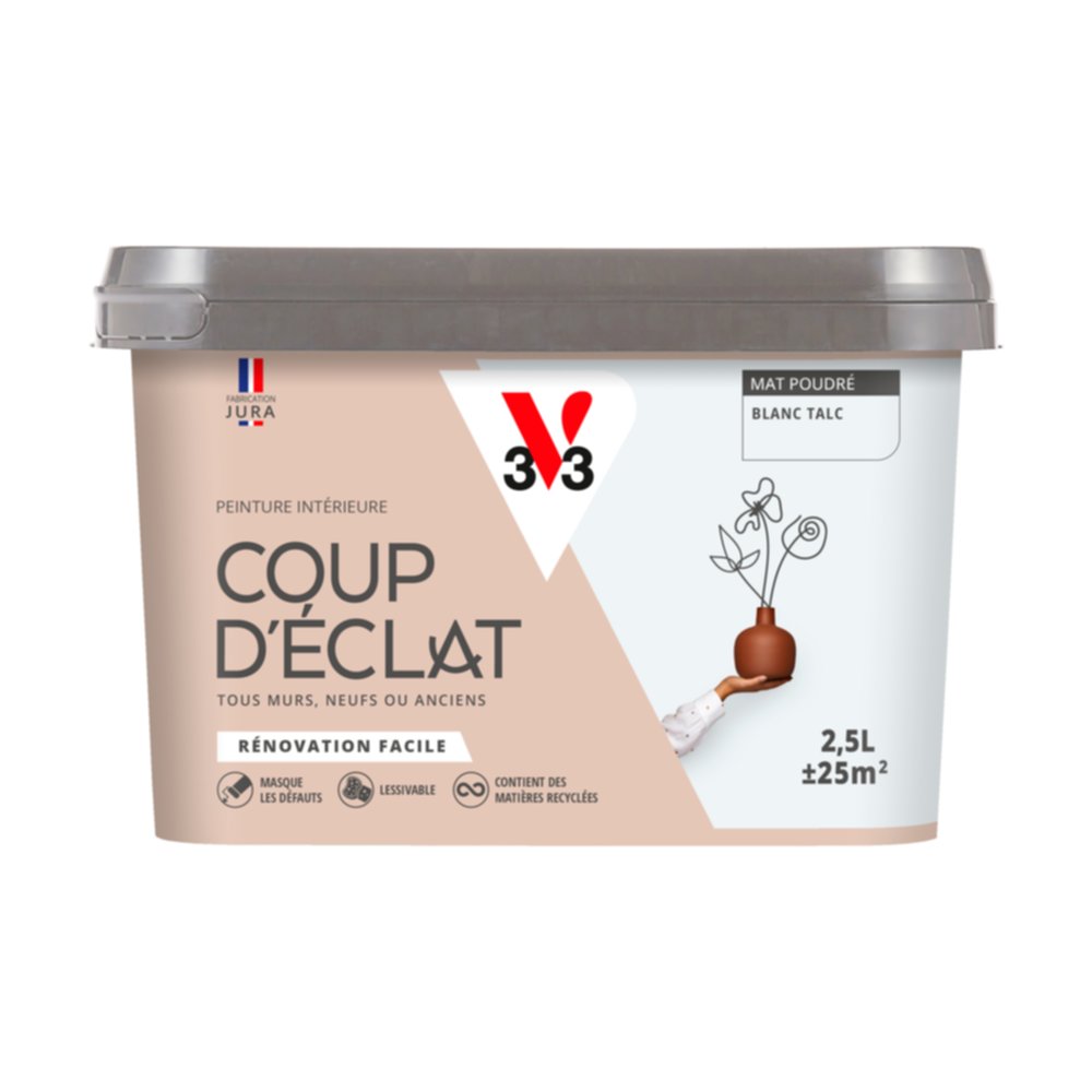 Peinture intérieure mat Coup d'Éclat blanc talc 2,5 L - v33