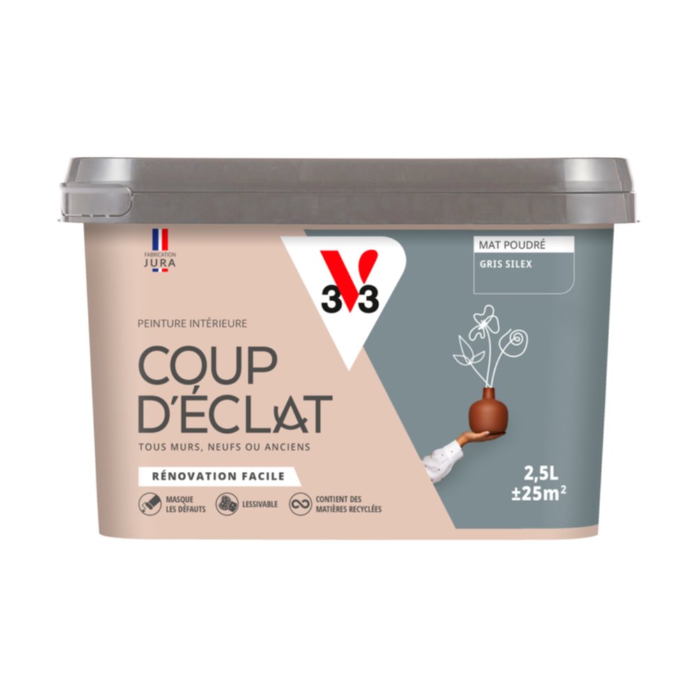 Peinture intérieure mat Coup d'Éclat gris silex 2,5 L - v33