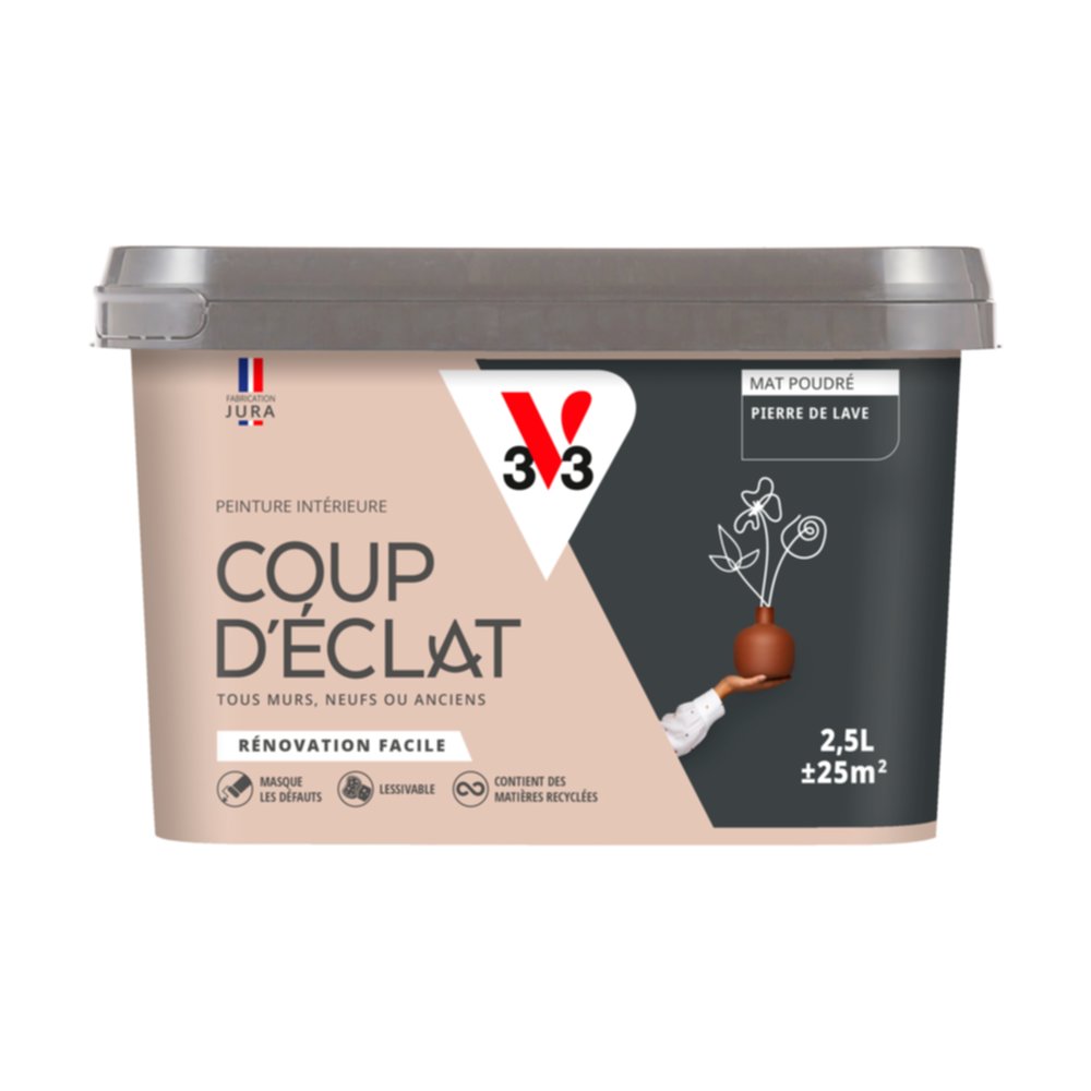 Peinture intérieure mat Coup d'Éclat pierre de lave 2,5 L - v33