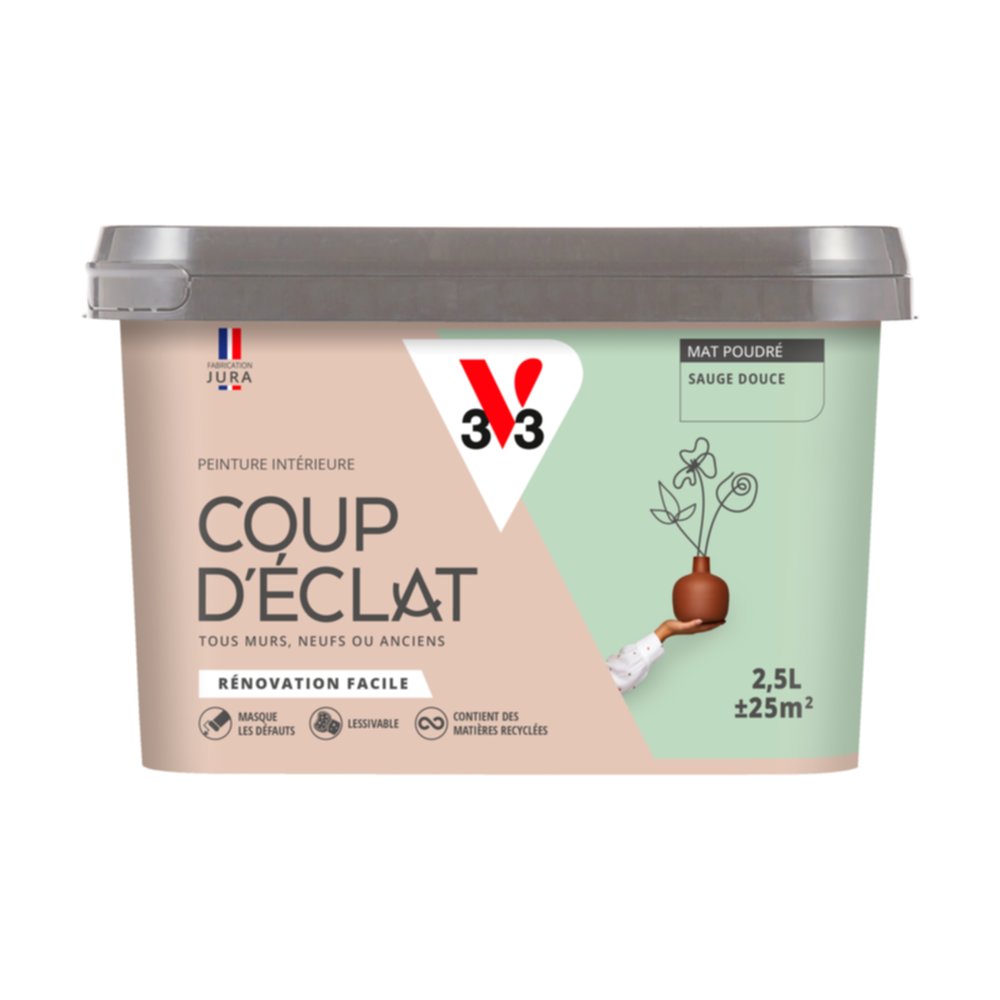 Peinture intérieure mat Coup d'Éclat sauge douce 2,5 L - v33