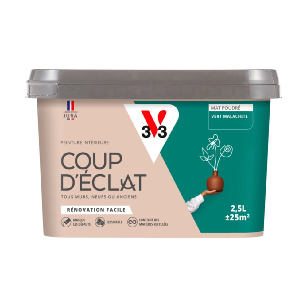 Peinture intérieure mat Coup d'Éclat vert malachite 2,5 L - v33