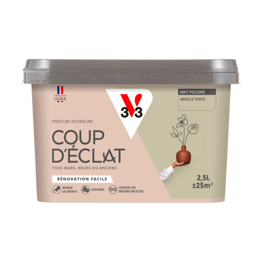 Peinture intérieure mat Coup d'Éclat argile verte 2,5 L - v33