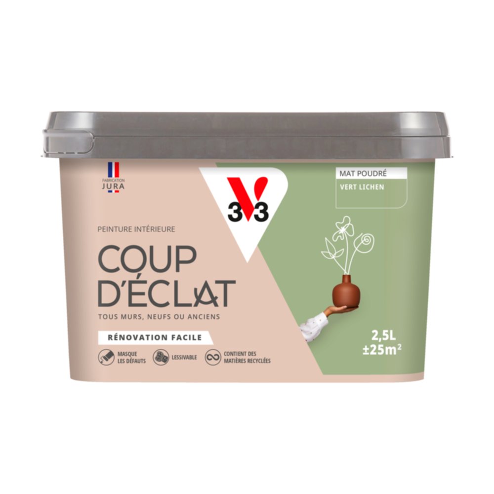 Peinture intérieure mat Coup d'Éclat vert lichen 2,5 L - v33