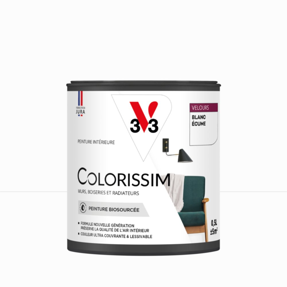 Peinture Intérieure Blanc Écume Velours 0,5L Colorissim® - V33