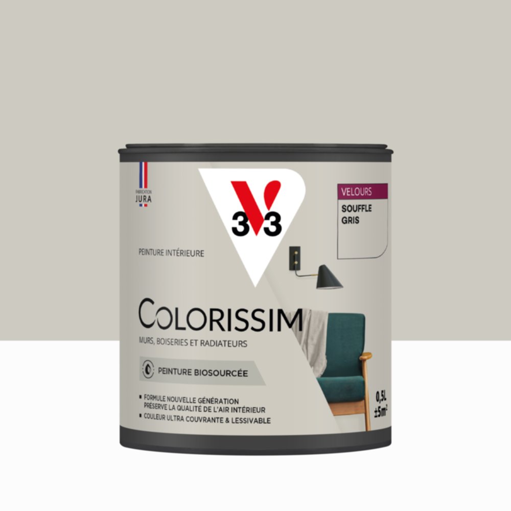 Peinture Intérieure Souffle Gris Velours 0,5L Colorissim® - V33