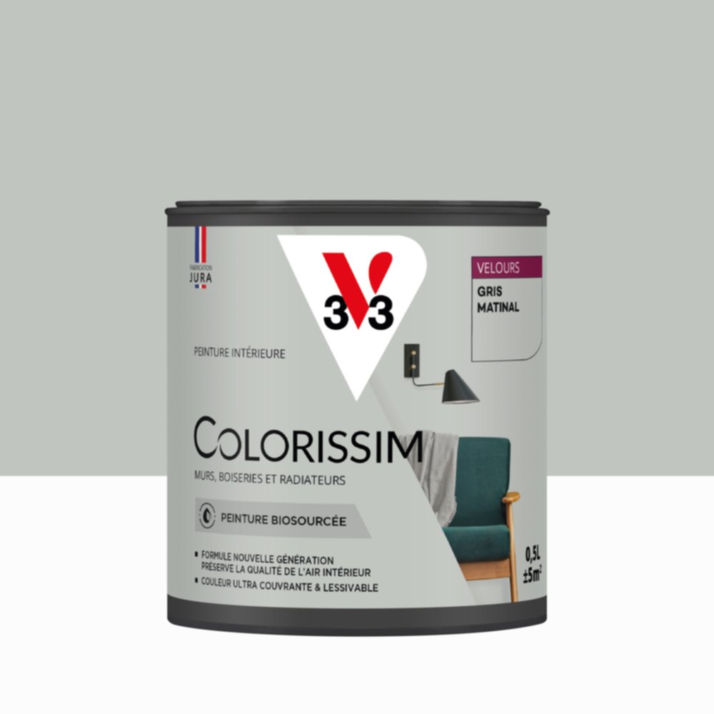 Peinture Intérieure Gris Matinal Velours 0,5L Colorissim® - V33