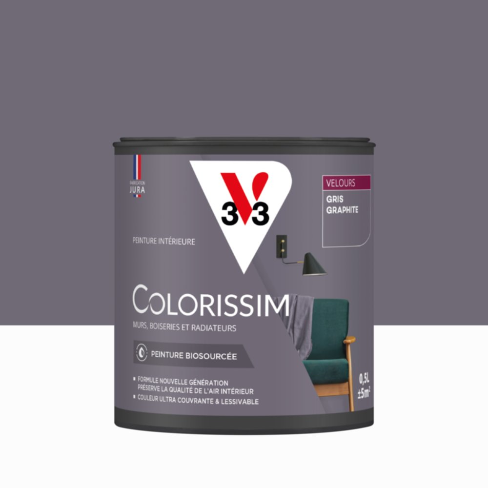 Peinture Intérieure Gris Graphite Velours 0,5L Colorissim® - V33