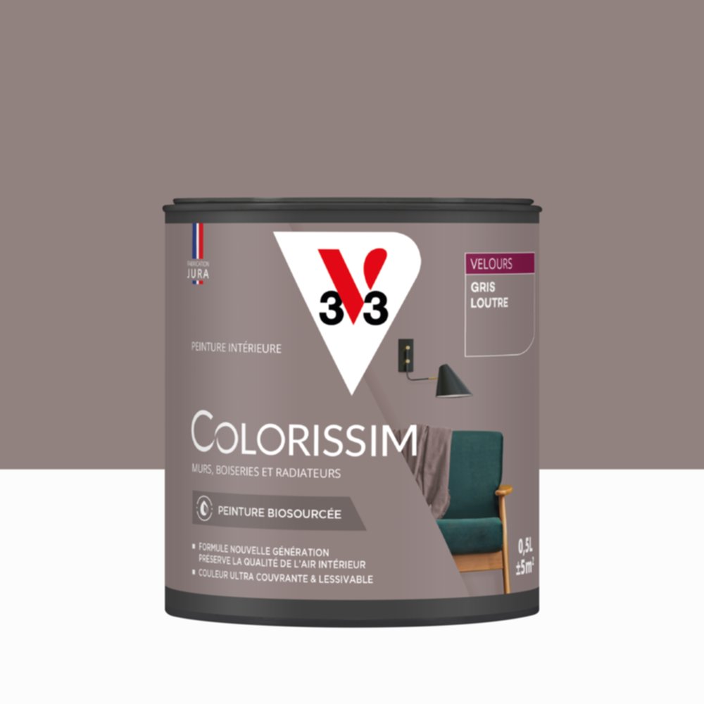 Peinture Intérieure Gris Loutre Velours 0,5L Colorissim® - V33