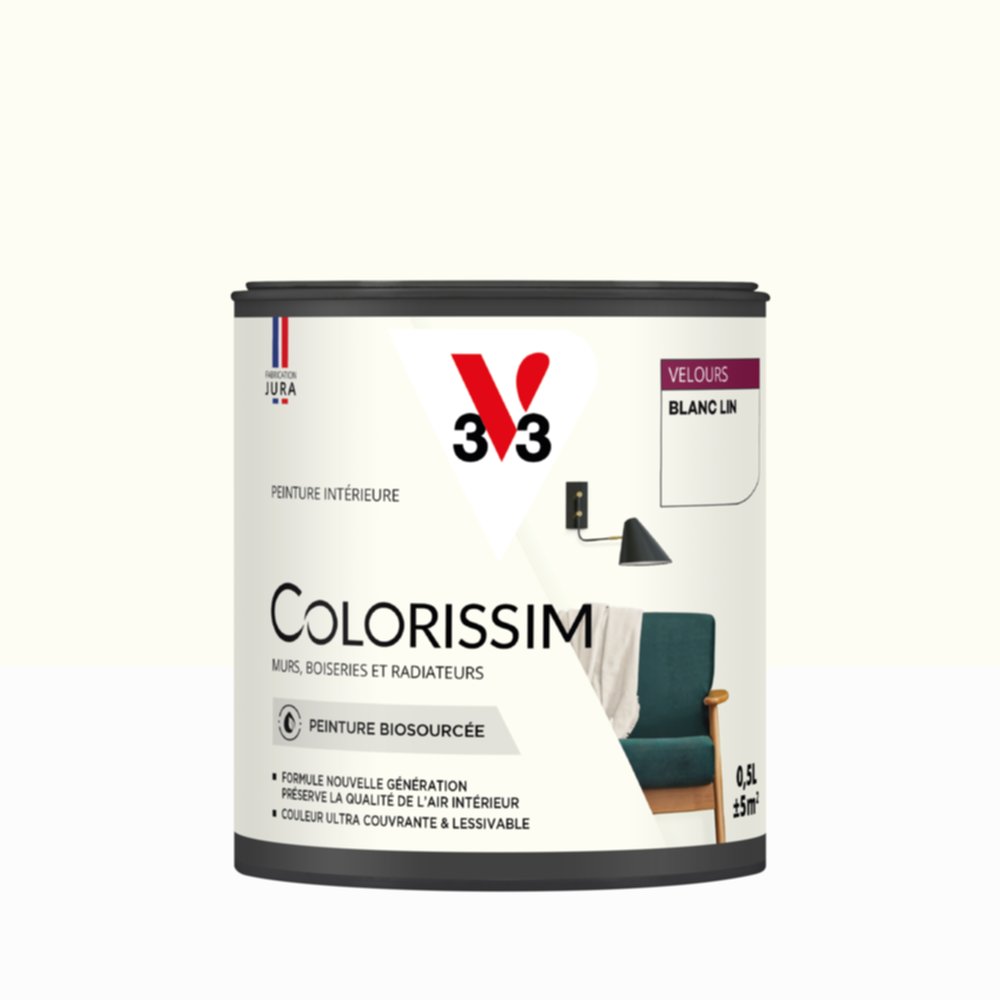 Peinture Intérieure Blanc Lin Velours 0,5L Colorissim® - V33