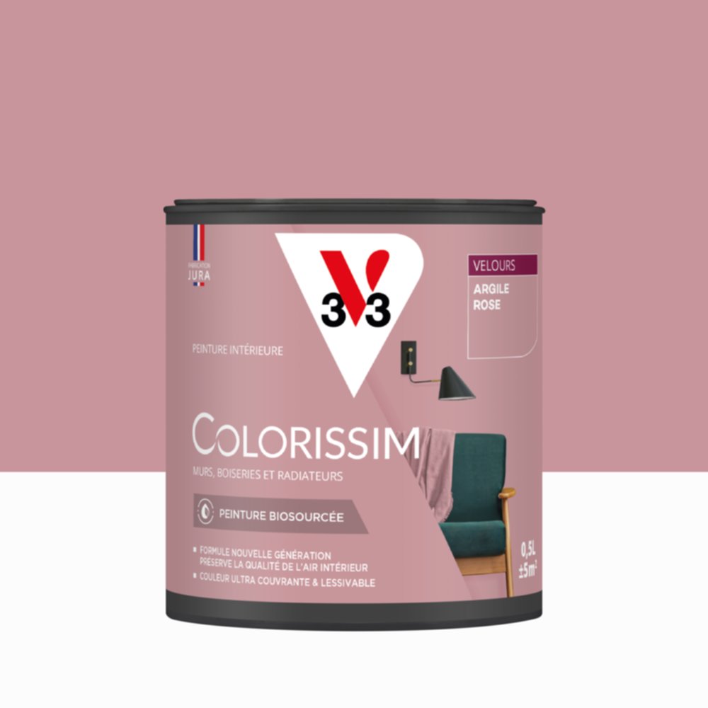 Peinture Intérieure Argile Rose Velours 0,5L Colorissim® - V33