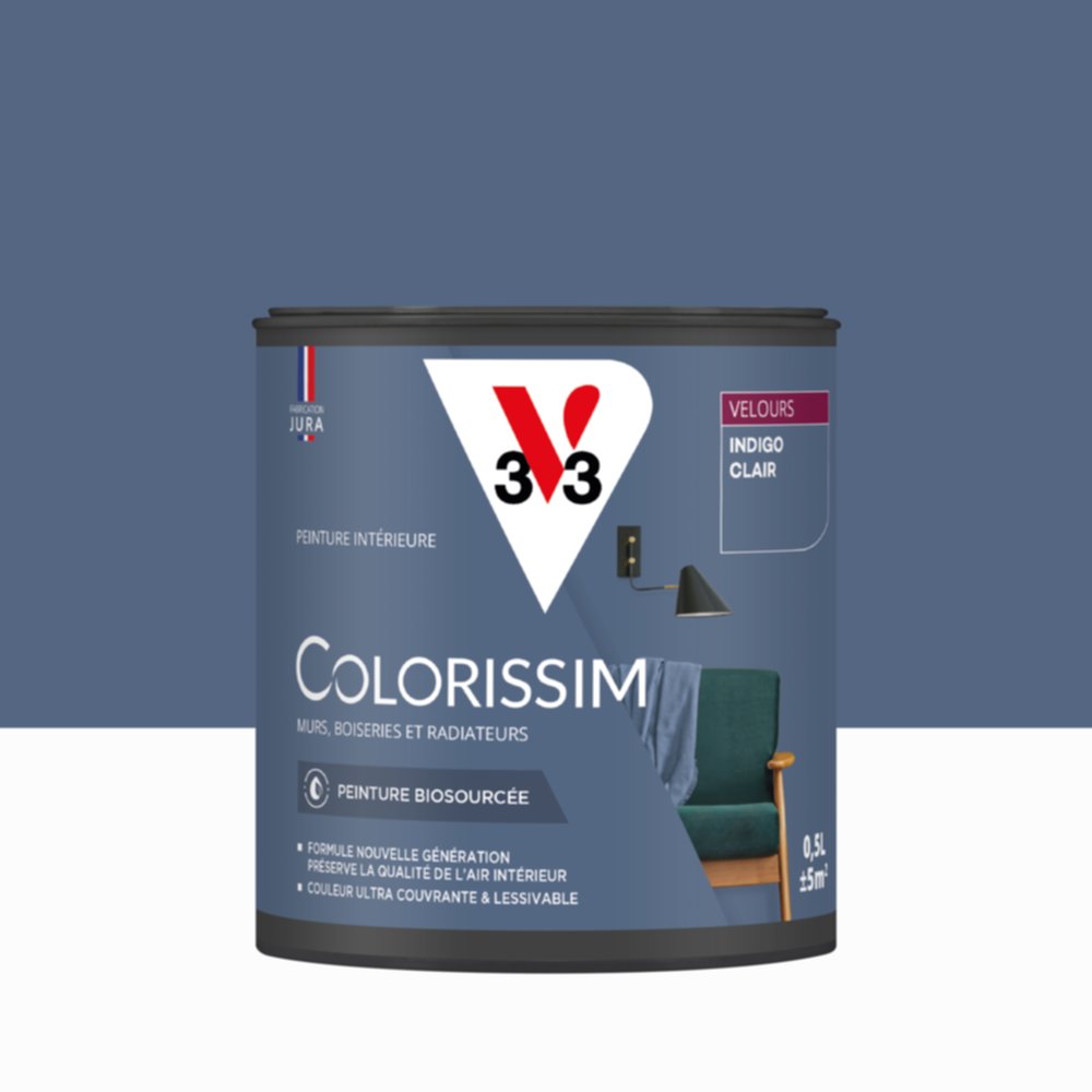 Peinture Intérieure Indigo Clair Velours 0,5L Colorissim® - V33