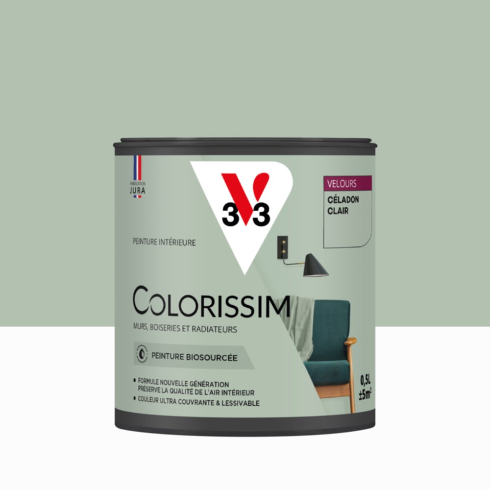 Peinture Intérieure Céladon Clair Velours 0,5L Colorissim® - V33