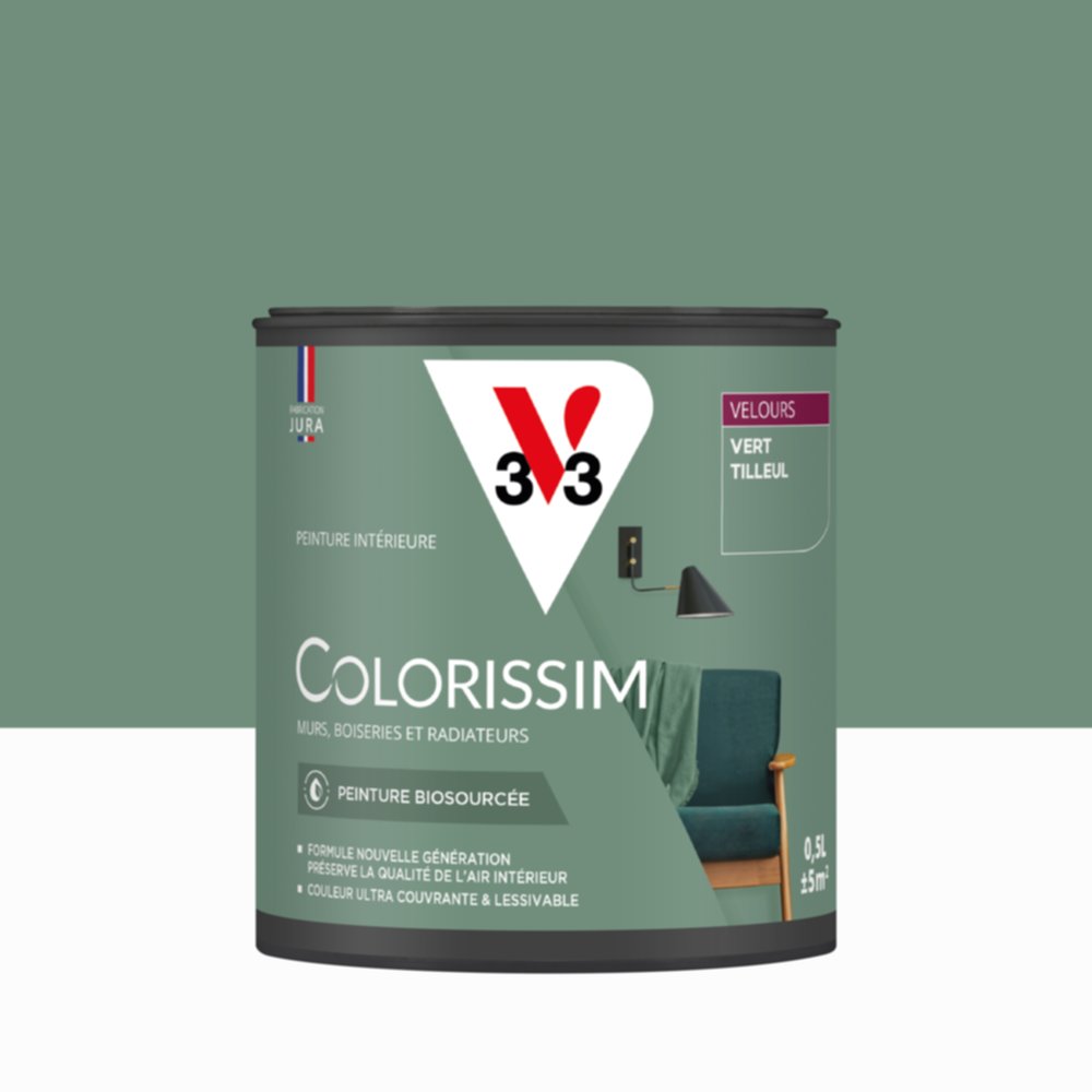 Peinture Intérieure Vert Tilleul Velours 0,5L Colorissim® - V33