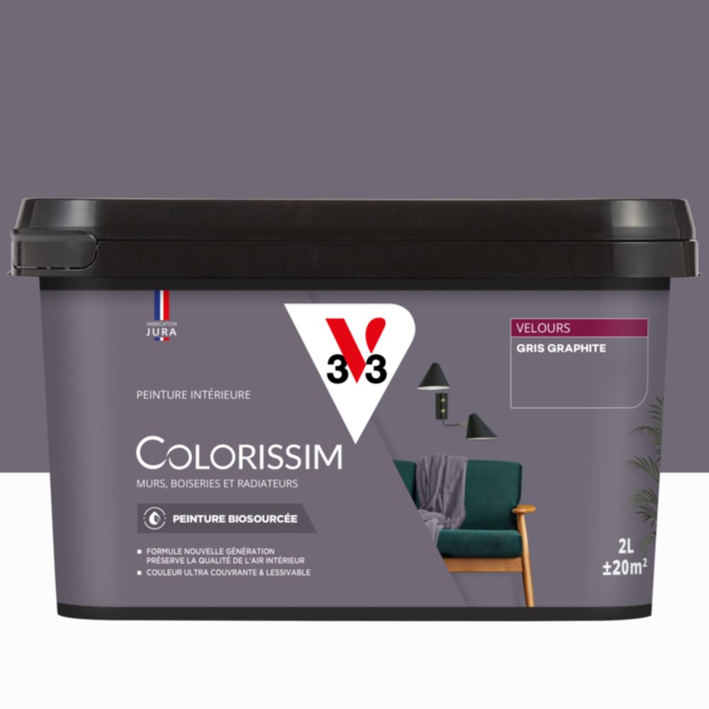 Peinture Intérieure Gris Graphite Velours 2,5L Colorissim® - V33