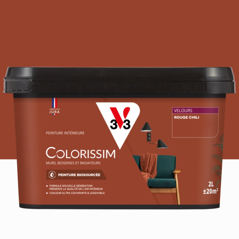 Peinture Intérieure Rouge Chili Velours 2,5L Colorissim® - V33