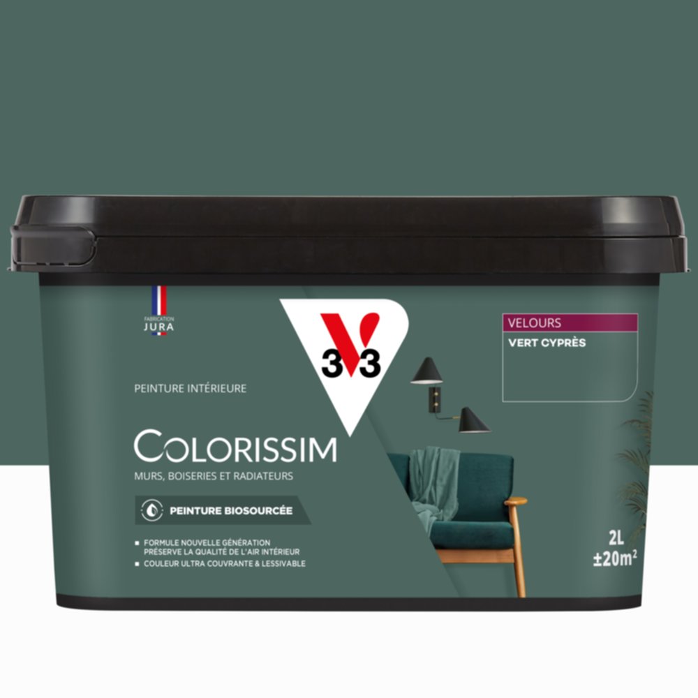 Peinture Intérieure Vert Cyprès Velours 2,5L Colorissim® - V33