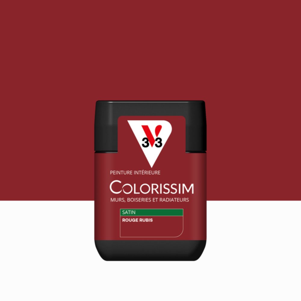 Peinture intérieure Colorissim® Rouge Rubis Satiné 75ml - V33