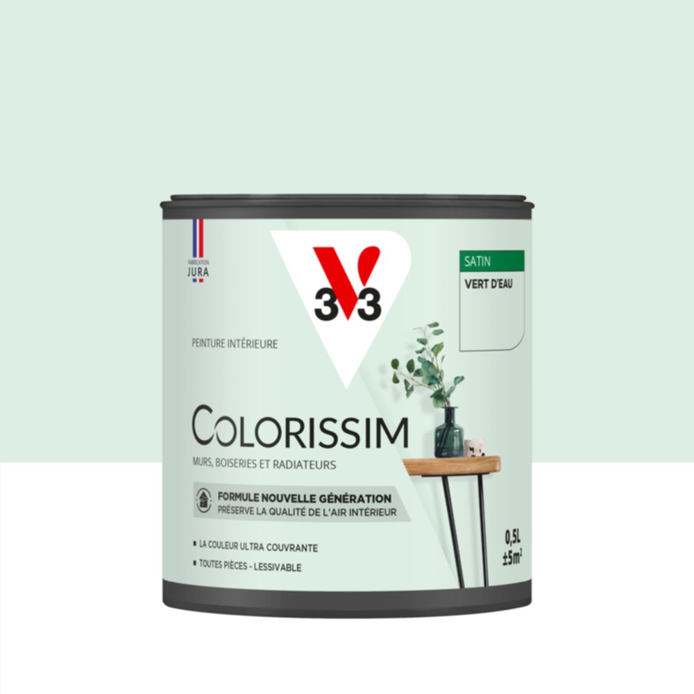 Peinture intérieure Colorissim® Vert D'Eau Satiné 0,5L - V33