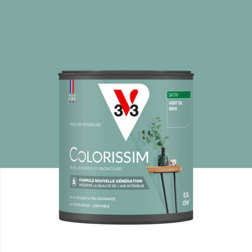 Peinture intérieure Colorissim® Vert de Gris Satiné 0,5L - V33