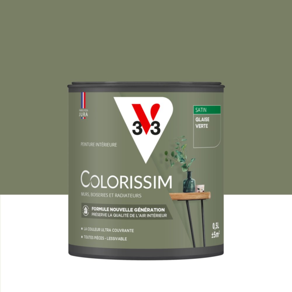 Peinture intérieure Colorissim® Glaise Verte Satiné 0,5L - V33