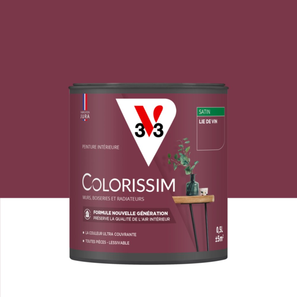 Peinture intérieure Colorissim® Lie de Vin Satiné 0,5L - V33